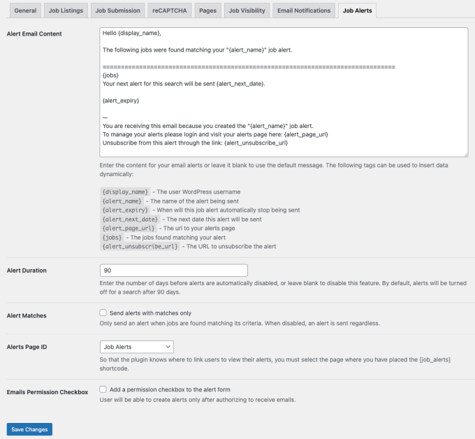 Job Alerts - WP Job Manager