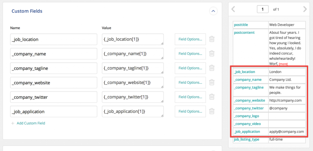 Custom Field Mapping