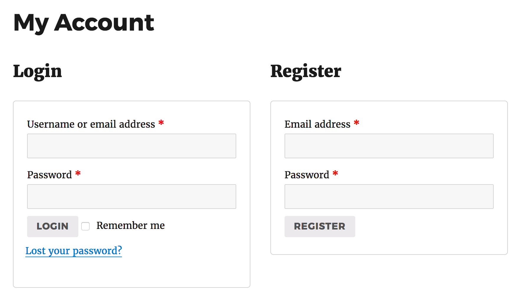 Login register. My account. Wp job Manager. Registration address