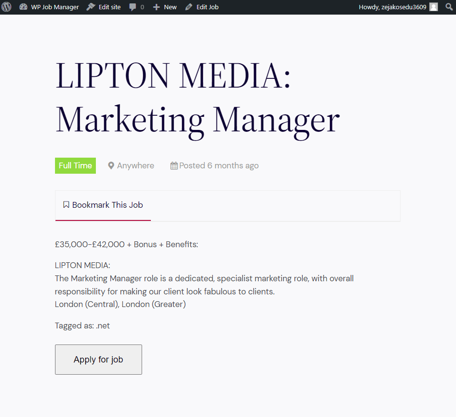 Live job posting using WP Job Manager
