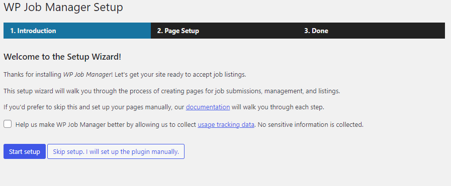 WP Job Manager Setup Wizard
