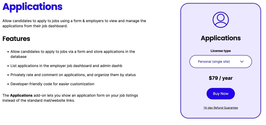 The Applications add-ons for WP Job Manager