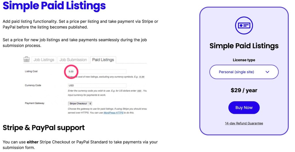 Simple Paid Listings