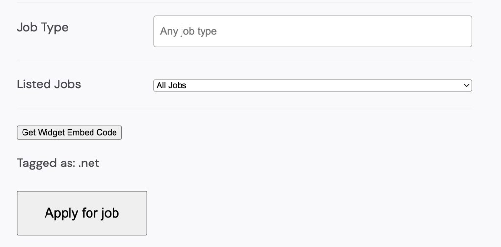 WP Job Manager’s Get Widget Embed Code button