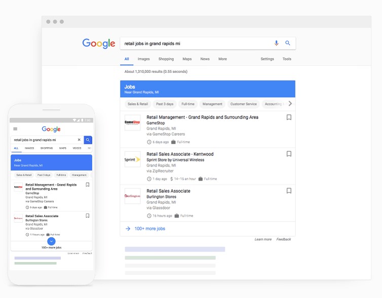 Google for Jobs ads allows you to search anywhere