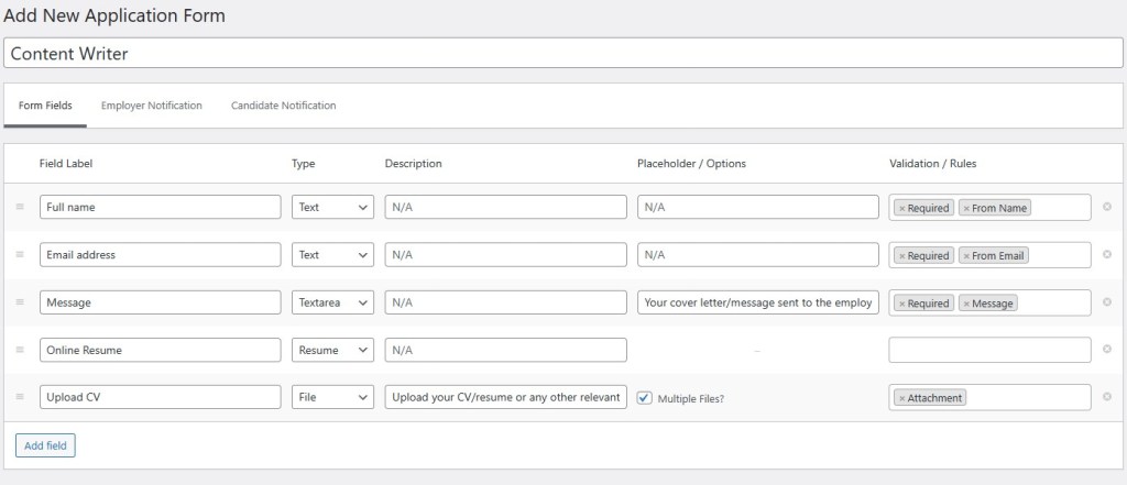 Creating a job form in Wp Job Manager is easy and effective